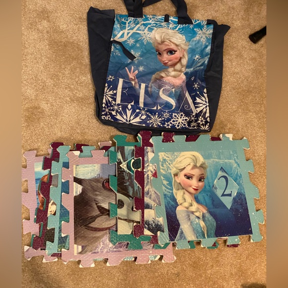 Disney Frozen 8pc Interlocking Foam Floor Mat Hopscotch Activity Play Set & bag - Picture 12 of 15